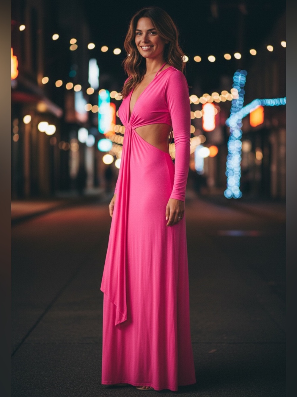 Funky- 70’s hot pink cut out dress mint condition!!